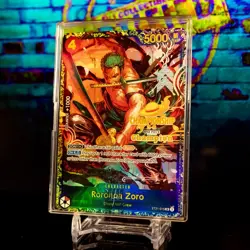 Roronoa Zoro Trading Card One Piece Custom TCG Rainbow Flash Holo Foil Anime - Image 2
