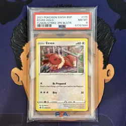 PSA 8 NM-MINT 2021 Pokemon Fusion Strike EEVEE #175 Holo Blister Promo - Image 2