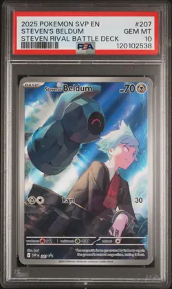 Pokemon TCG: Steven's Beldum SVP 207 Illustration Battle Deck Promo [PSA 10] a - Image 2