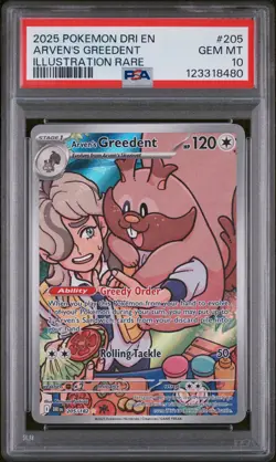 2025 POKEMON DRI EN-DESTINED RIVALS ILLUSTRATION RARE ARVEN'S GREEDENT PSA 10 - Image 1