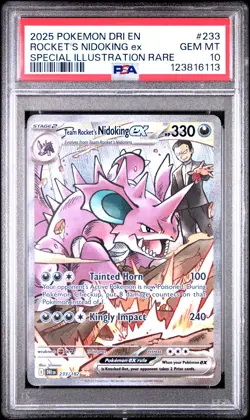 2025 POKEMON DRI EN-DESTINED RIVALS #233 TEAM ROCKET'S NIDOKING EX PSA 10 - Image 1