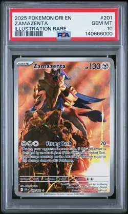 2025 POKEMON DRI EN-DESTINED RIVALS ILLUSTRATION RARE #201 ZAMAZENTA PSA 10 - Image 1