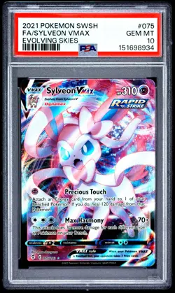 2021 POKEMON SWORD & SHIELD EVOLVING SKIES #075 FULL ART/SYLVEON VMAX PSA 10 - Image 1