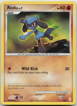 Riolu 6/12 Common DP Trainer Kit: Manaphy & Lucario Pokemon NM/M - Image 1