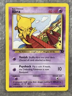 Abra 49/82 Pokemon TCG Team Rocket Vintage WOTC Regular (Light Play) 4 - Image 1