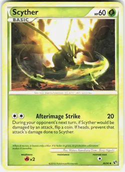 Scyther 36/90 Uncommon HGSS Undaunted Pokemon LP - Image 1