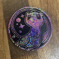 Holographic Mew Coin Pokemon Glitter Foil Psychic Collectible Jumbo Coin Token - Image 1
