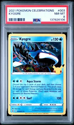 2021 POKEMON CELEBRATIONS #003 KYOGRE PSA 8 - Image 1