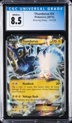 2015 POKEMON ROARING SKIES #26/108 THUNDURUS EX CGC 8.5 - Image 1