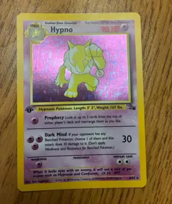 Pokemon TCG Hypno 1st Edition Fossil Holo Rare 8/62 90 HP English 1999 - Image 1