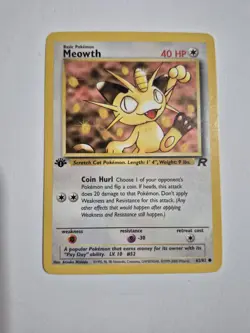 Pokemon Card Team Rocket 1st Edition Meowth 62/82 Vintage WOTC - Image 1