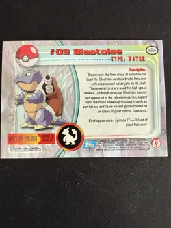 2000 Blue Topps Pokemon TV Animation Series Blastoise #9 Foil Card LP Vintage - Image 4