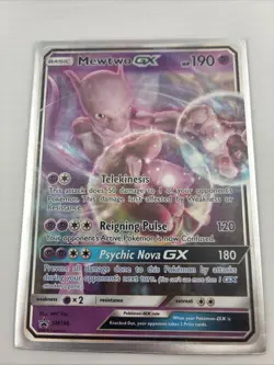 Pokemon TCG Mewtwo GX SM196 Promo Holo Card Sun & Moon Black Star NM - Image 1