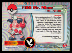 MP - Pokemon Topps Mr. Mime #122 TV Animation Edition Smooth Foil - Image 2