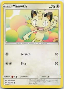 Meowth 125/181 Common Team Up Pokemon Near Mint - Image 1