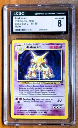 Alakazam Base Set 2 1/130 Holo CGC 8 NM/Mint Pokemon Card - Image 1