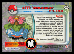 MP - Pokemon Topps Venusaur #03 TV Animation Edition Series 1 (Blue Logo) - Image 2