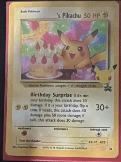 Pokemon Pikachu Holo Birthday Celebrations 25th Classic Collection NM Condition - Image 1