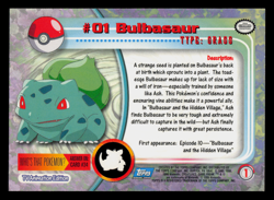 NM - Pokemon Topps Bulbasaur #01 TV Animation Edition Series 1 (Blue Logo) - Image 2