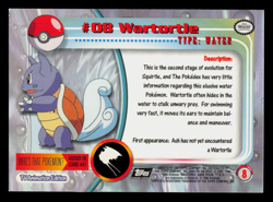 NM - Pokemon Topps Wartortle #08 TV Animation Edition Series 1 (Black Logo) - Image 2