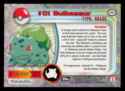 NM - Pokemon Topps Bulbasaur #01 TV Animation Edition Series 1 (Black Logo) - Image 2