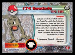 MP - Pokemon Topps Geodude #74 TV Animation Edition Smooth Foil - Image 2