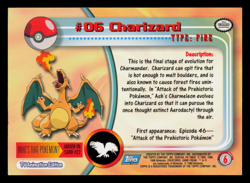 LP - Pokemon Topps Charizard #06 TV Animation Edition Series 1 (Blue Logo) - Image 2