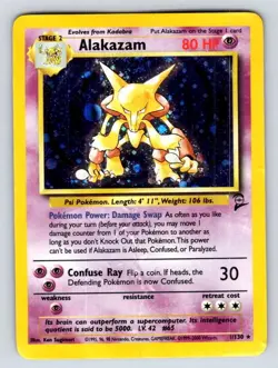 Alakazam 1/130 Holo Rare Base Set 2 Pokemon Holo Damaged - Image 1