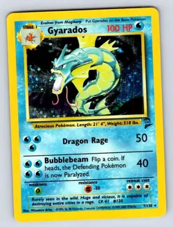 Gyarados 6/102 Holo Holo Rare Base Set Unlimited Pokemon Holo Damaged - Image 1