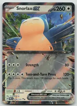 Pokemon Snorlax ex 076/131 Prismatic Evolutions Double Rare Holo NM - Image 1