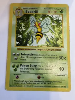 Beedrill 17/102 Rare Base Set Unlimited Heavily Played - Image 1