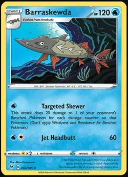 4x Barraskewda - 042/185 - Rare NM-Mint Pokemon SWSH04 - Vivid Voltage - Image 1
