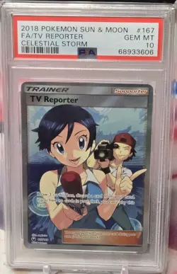 PSA 10 GEM MINT 2018 Pokemon Sun & Moon Celestial Storm 167 Full Art TV Reporter - Image 1