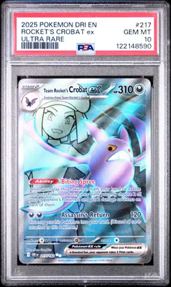 2025 POKEMON DRI EN-DESTINED RIVALS ULTRA RARE TEAM ROCKET'S CROBAT EX PSA 10 - Image 1
