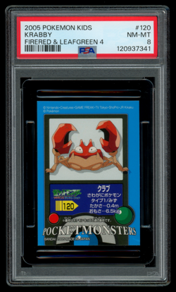PSA 8 NM-MT Pokemon Japanese Krabby #120 Bandai Kids Firered & Leafgreen Sticker - Image 1
