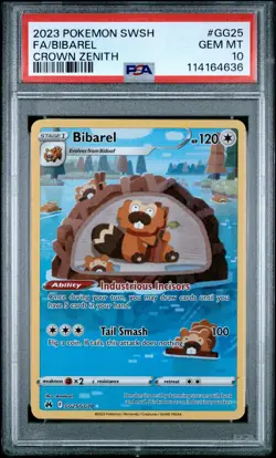 2023 Pokemon Sword And Shield Crown Zenith Bibarel #GG25 PSA 10 Gem Mint - Image 1