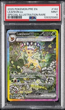 2025 POKEMON PRE EN-PRISMATIC EVOLUTIONS #144 LEAFEON EX PSA 9 - Image 1