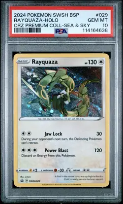 2024 POKEMON BLACK STAR PROMOS COSMOS HOLO #SWSH029 RAYQUAZA PSA 10 GEM MINT - Image 1