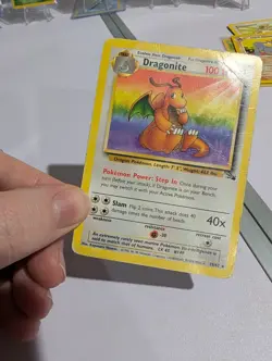Pokemon TCG Dragonite Fossil Card 19/62 Unlimited Rare - hvy dmg!! - Image 2