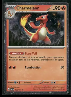 Pokemon Charmeleon - (Cosmos Holo) Uncommon 008/091 Phantasmal Flames PFL NM - Image 1