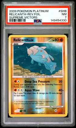 2009 POKEMON PLATINUM SUPREME VICTORS #SH8 RELICANTH-REVERSE FOIL PSA 7 - Image 1