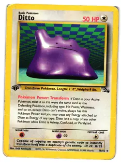 Pokemon TCG Fossil Ditto 18/62 1st Edition Non Holo Rare DMG - Image 1