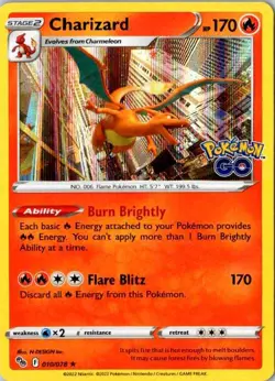 Charizard Holo Rare Pokemon GO 010/078 NM - Image 1