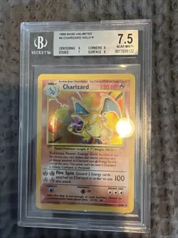 1999 POKEMON BASE SET #4 CHARIZARD-HOLO BGS 7.5 NEAR MINT+ (WITH SUBGRADES) - Image 1