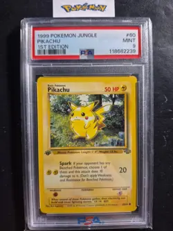 First Edition 1999 Pokemon Jungle 60/64 Pikachu PSA Mint 9 - Image 1