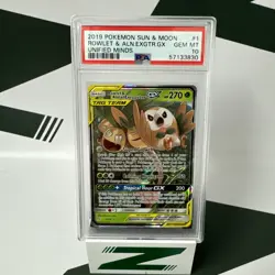 PSA 10 Rowlet & Alolan Exeggutor GX 1/236 Tag Team Unified Minds Pokemon TCG - Image 3