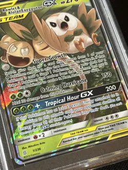 Rowlet And Alolan Exeggutor GX 1/236 Pokemon Unified Minds Tag Team PSA 9 Grade - Image 2