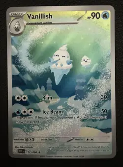 Vanillish White Flare Holo Illustration Rare Pokemon TCG Card 112/086 - Image 1