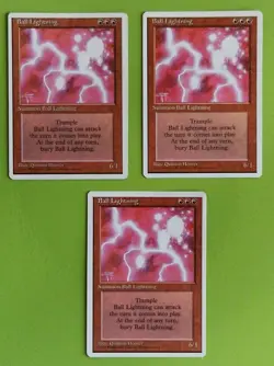 MTG BALL LIGHTNING x3, 4th Edition. Good. Pre Modern. - Image 1