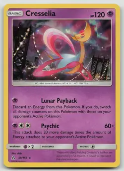 Pokemon Cresselia 59/156 Ultra Prism Rare Holo NM - Image 1